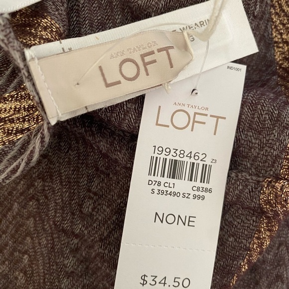 Loft Brown and Gold Infinity Scarf NWT - Picture 2 of 5